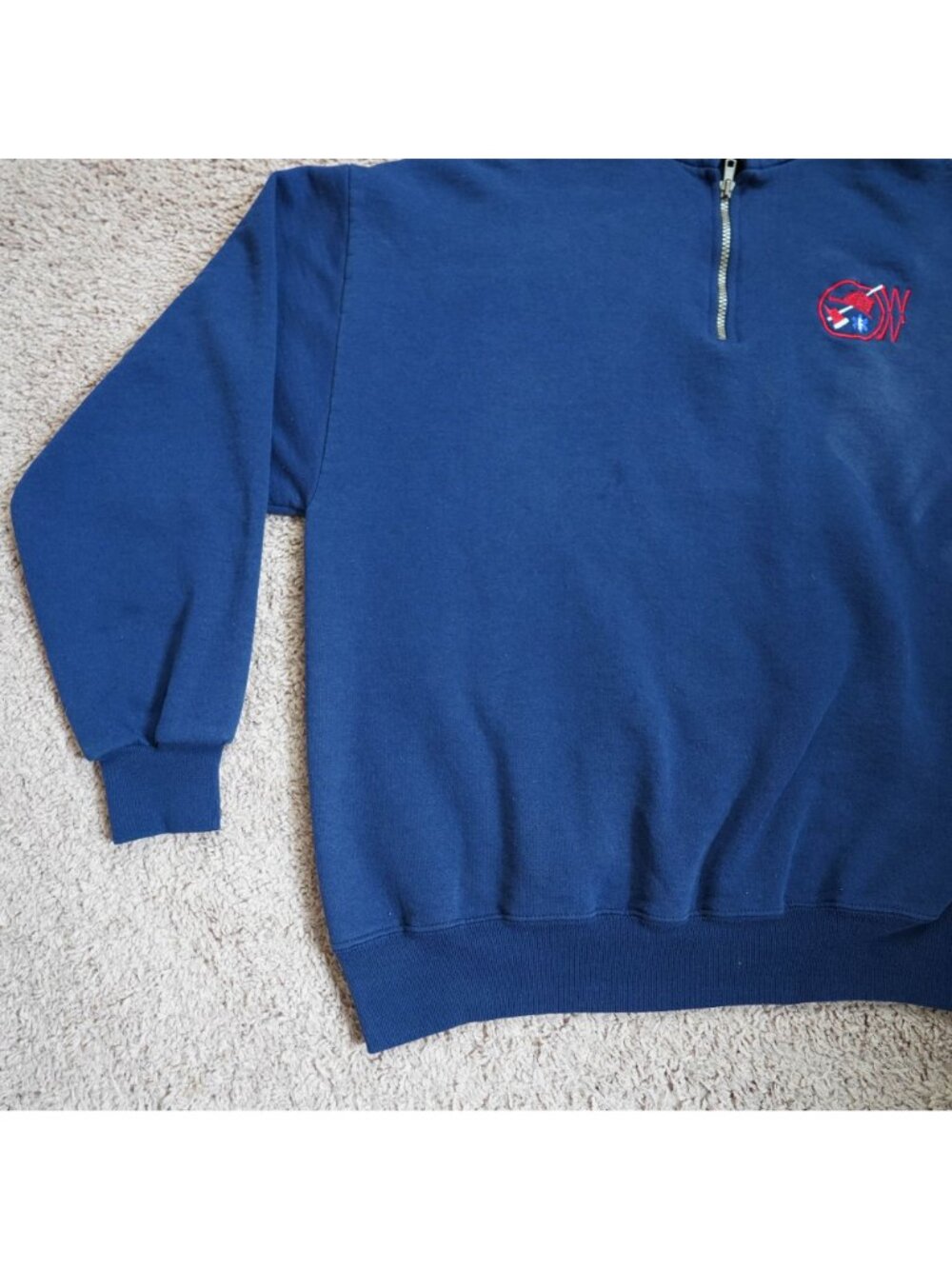 Y2K Jerzees Firefighter EMS Sweatshirt Mens XL Blue 1/4 Zip Long Sleeve Vintage - Picture 8 of 9